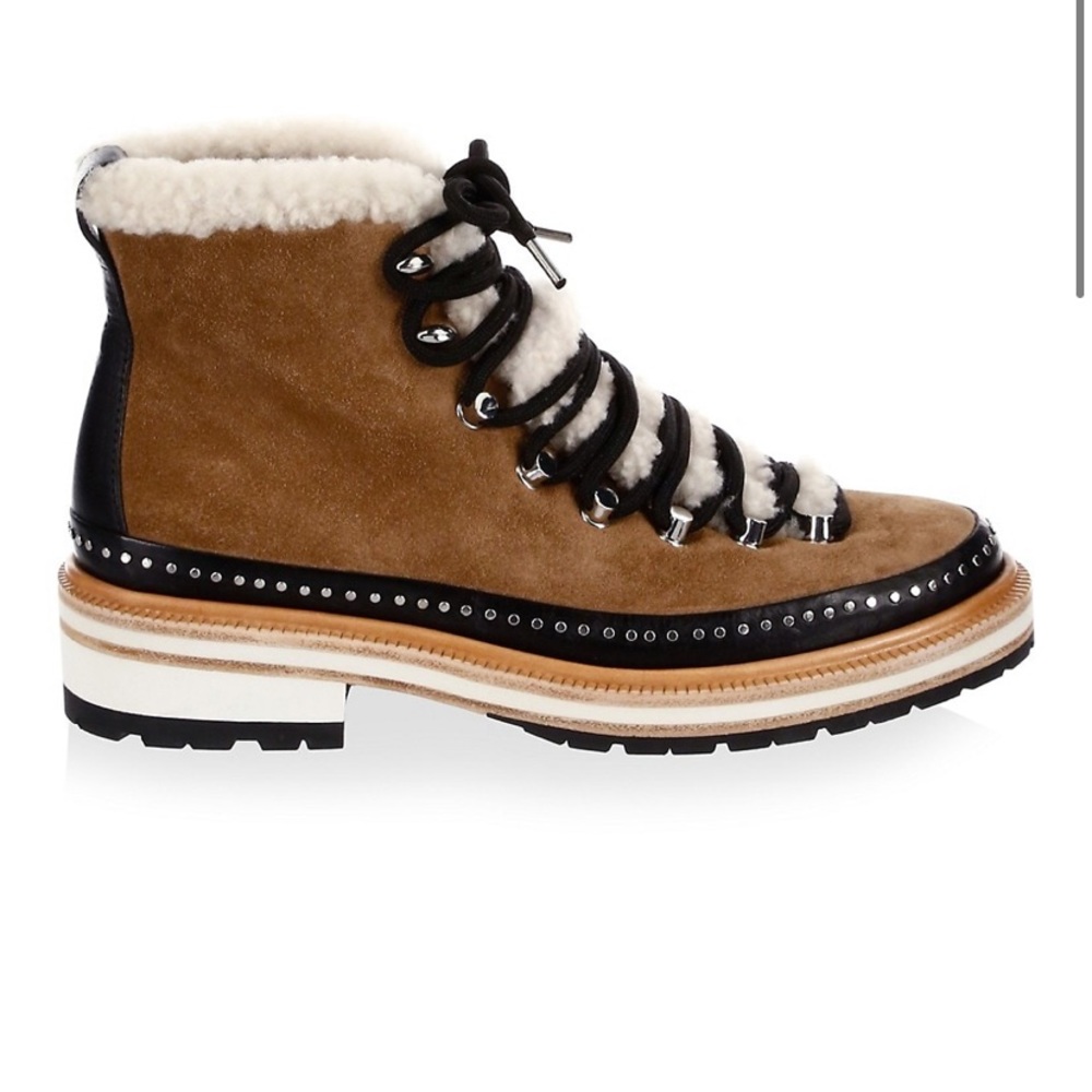 Rag & Bone Shearling Trimmed Leather hiking boots